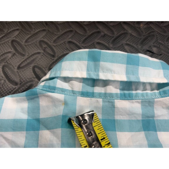 LL Bean Shirt Adult Large Blue White Button Up Plaid Casual Dress Tee Men's - Picture 13 of 13